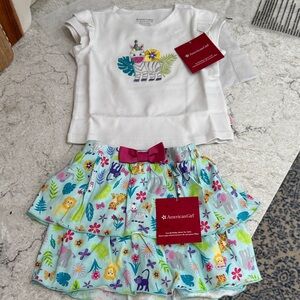 American Girl White Tee and Colorful Animal Skort Girls Kids Size 4 NWT